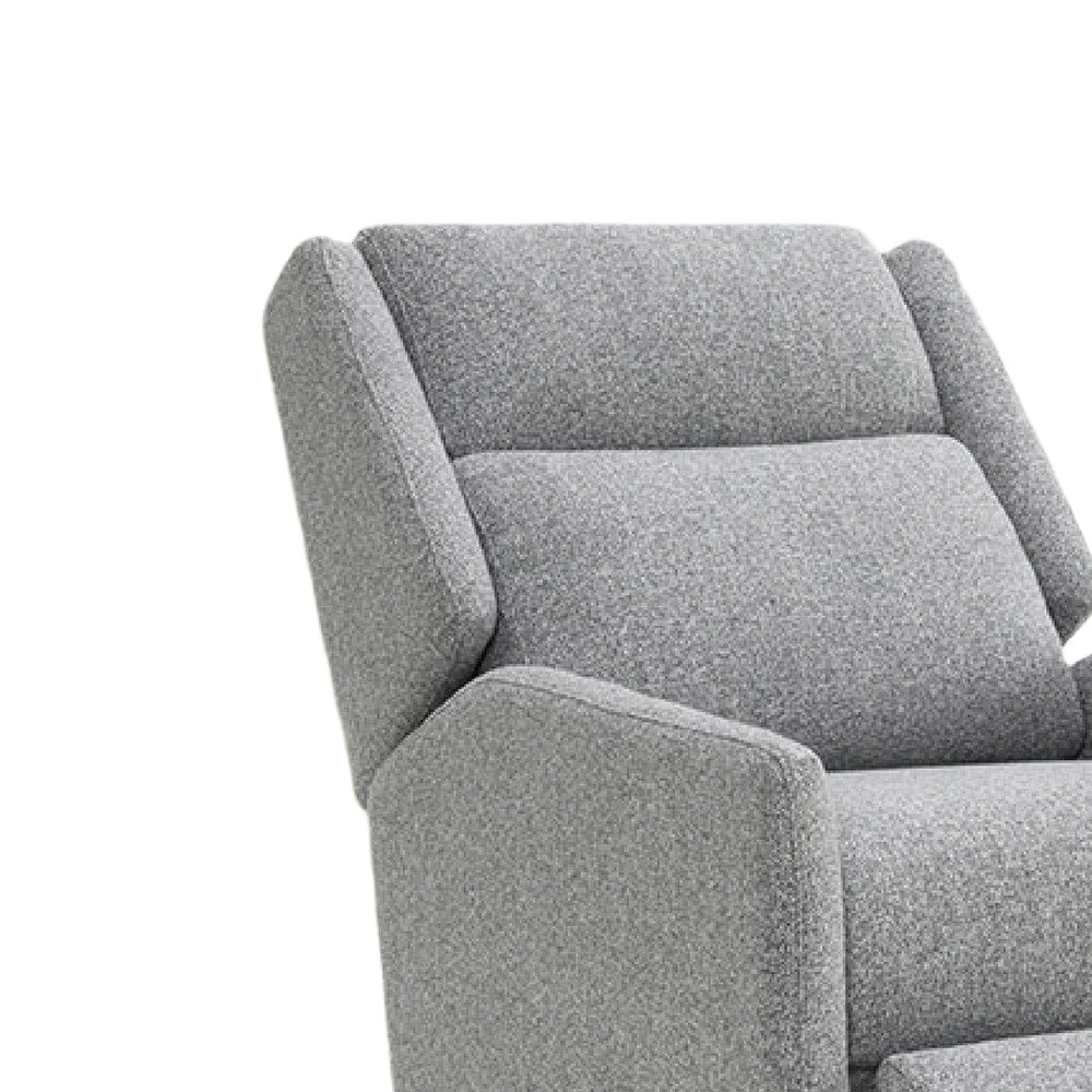 Cien Pushback Recliner Chair with High Back and Tapered Legs, Gray Fabric-BM353195