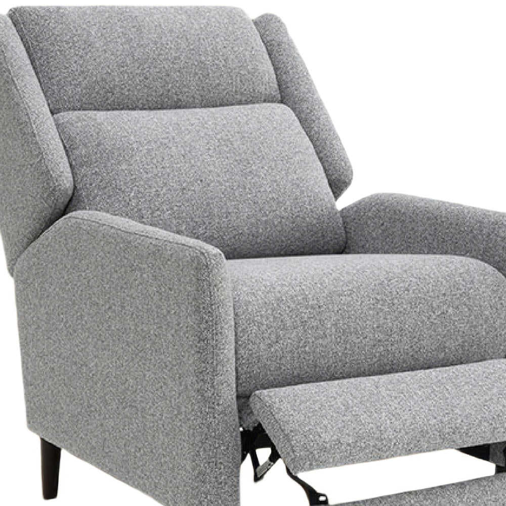 Cien Pushback Recliner Chair with High Back and Tapered Legs, Gray Fabric-BM353195