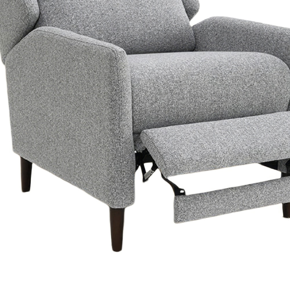 Cien Pushback Recliner Chair with High Back and Tapered Legs, Gray Fabric-BM353195