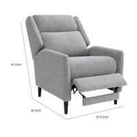 Cien Pushback Recliner Chair with High Back and Tapered Legs, Gray Fabric-BM353195