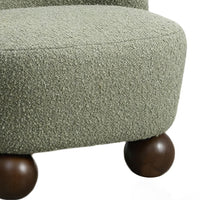 Dave Armless Accent Chair with Wooden Ball Feet, Green Boucle Fabric-BM353196