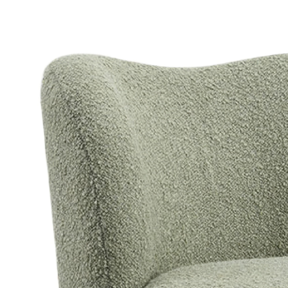 Dave Armless Accent Chair with Wooden Ball Feet, Green Boucle Fabric-BM353196