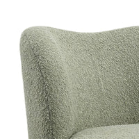 Dave Armless Accent Chair with Wooden Ball Feet, Green Boucle Fabric-BM353196