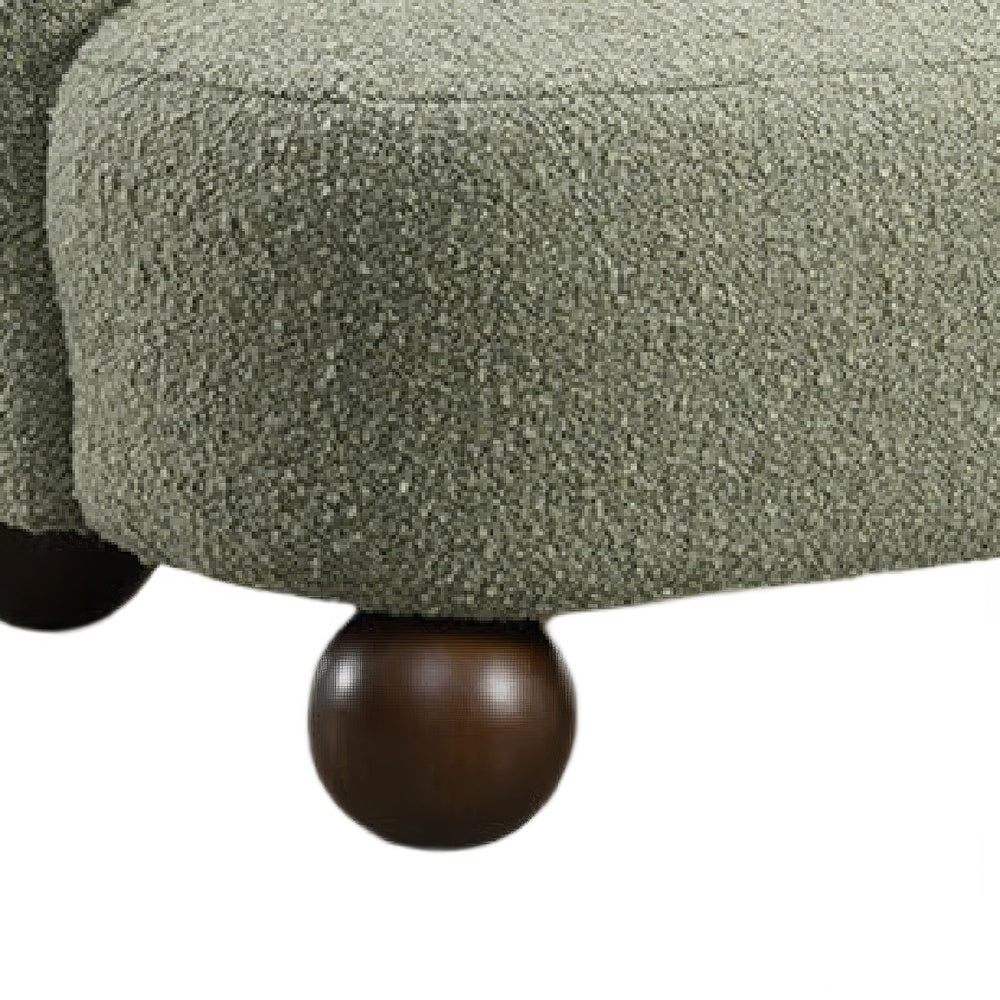 Dave Armless Accent Chair with Wooden Ball Feet, Green Boucle Fabric-BM353196