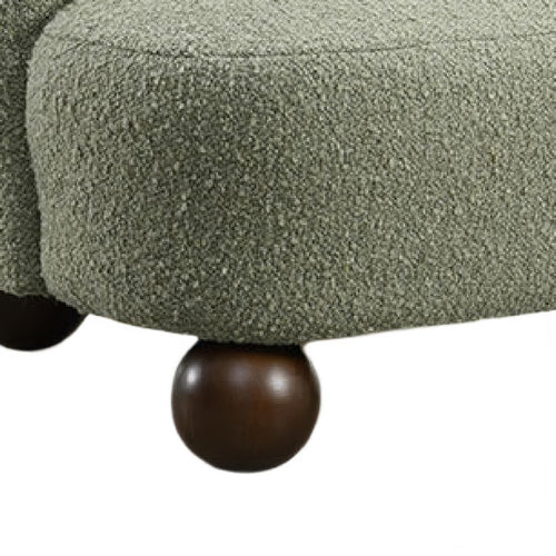 Dave Armless Accent Chair with Wooden Ball Feet, Green Boucle Fabric