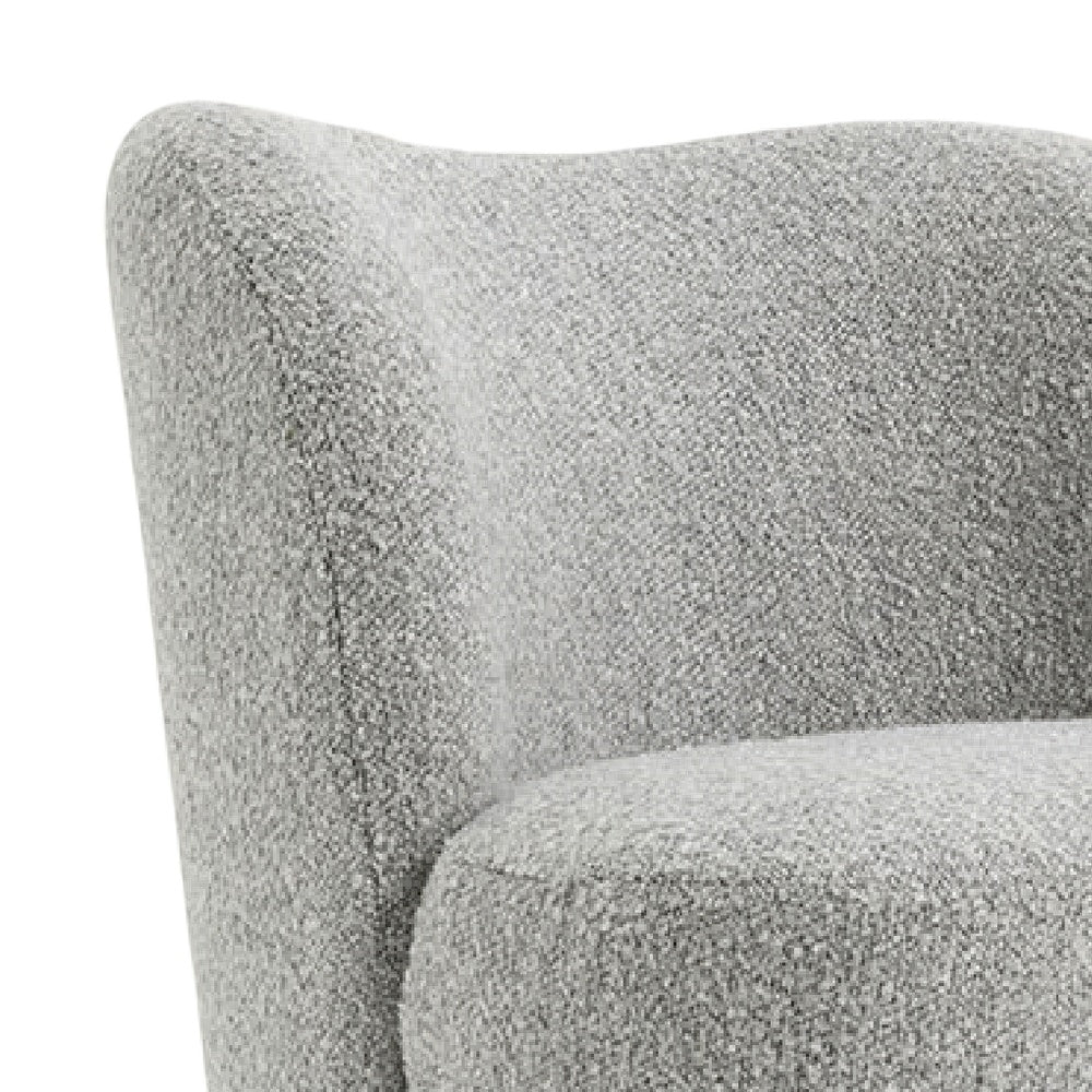 Dave Armless Accent Chair with Wooden Ball Feet, Gray Boucle Fabric-BM353197