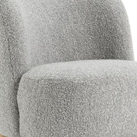 Dave Armless Accent Chair with Wooden Ball Feet, Gray Boucle Fabric-BM353197