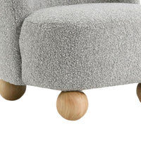 Dave Armless Accent Chair with Wooden Ball Feet, Gray Boucle Fabric-BM353197