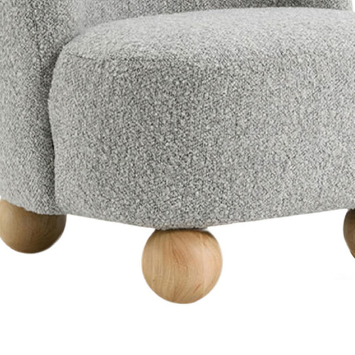 Dave Armless Accent Chair with Wooden Ball Feet, Gray Boucle Fabric