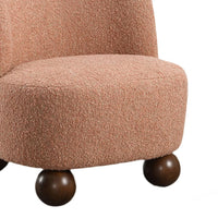 Dave Armless Accent Chair with Wooden Ball Feet, Pink Boucle Fabric-BM353198
