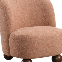Dave Armless Accent Chair with Wooden Ball Feet, Pink Boucle Fabric-BM353198