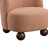 Dave Armless Accent Chair with Wooden Ball Feet, Pink Boucle Fabric-BM353198