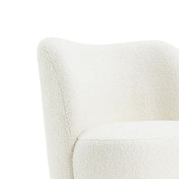 Dave Armless Accent Chair with Wooden Ball Feet, White Boucle Fabric-BM353199