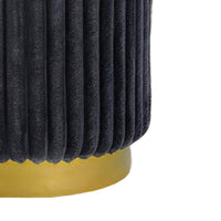 Zelda Ottoman Stool with Gold Steel Plinth Base, Gray Channeled Fabric -BM353202