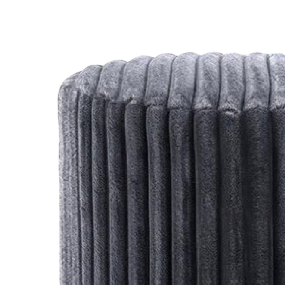 Zelda Ottoman Stool with Gold Steel Plinth Base, Gray Channeled Fabric -BM353202
