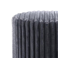 Zelda Ottoman Stool with Gold Steel Plinth Base, Gray Channeled Fabric -BM353202