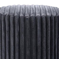 Zelda Ottoman Stool with Gold Steel Plinth Base, Gray Channeled Fabric -BM353202