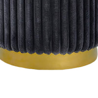 Zelda Ottoman Stool with Gold Steel Plinth Base, Gray Channeled Fabric -BM353202