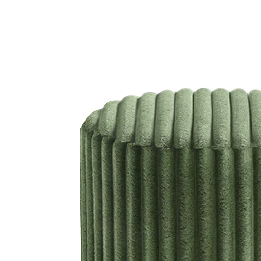 Zelda Ottoman Stool, Gold Steel Plinth Base, Green Channeled Fabric -BM353203