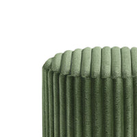 Zelda Ottoman Stool, Gold Steel Plinth Base, Green Channeled Fabric -BM353203
