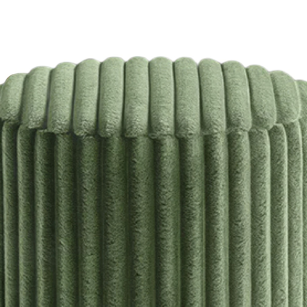 Zelda Ottoman Stool, Gold Steel Plinth Base, Green Channeled Fabric -BM353203