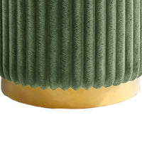 Zelda Ottoman Stool, Gold Steel Plinth Base, Green Channeled Fabric -BM353203