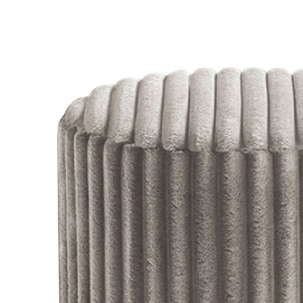 Zelda Ottoman Stool with Gold Steel Plinth Base, Gray Channeled Fabric -BM353204