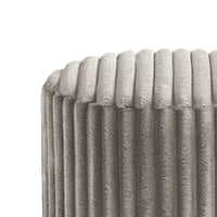 Zelda Ottoman Stool with Gold Steel Plinth Base, Gray Channeled Fabric -BM353204