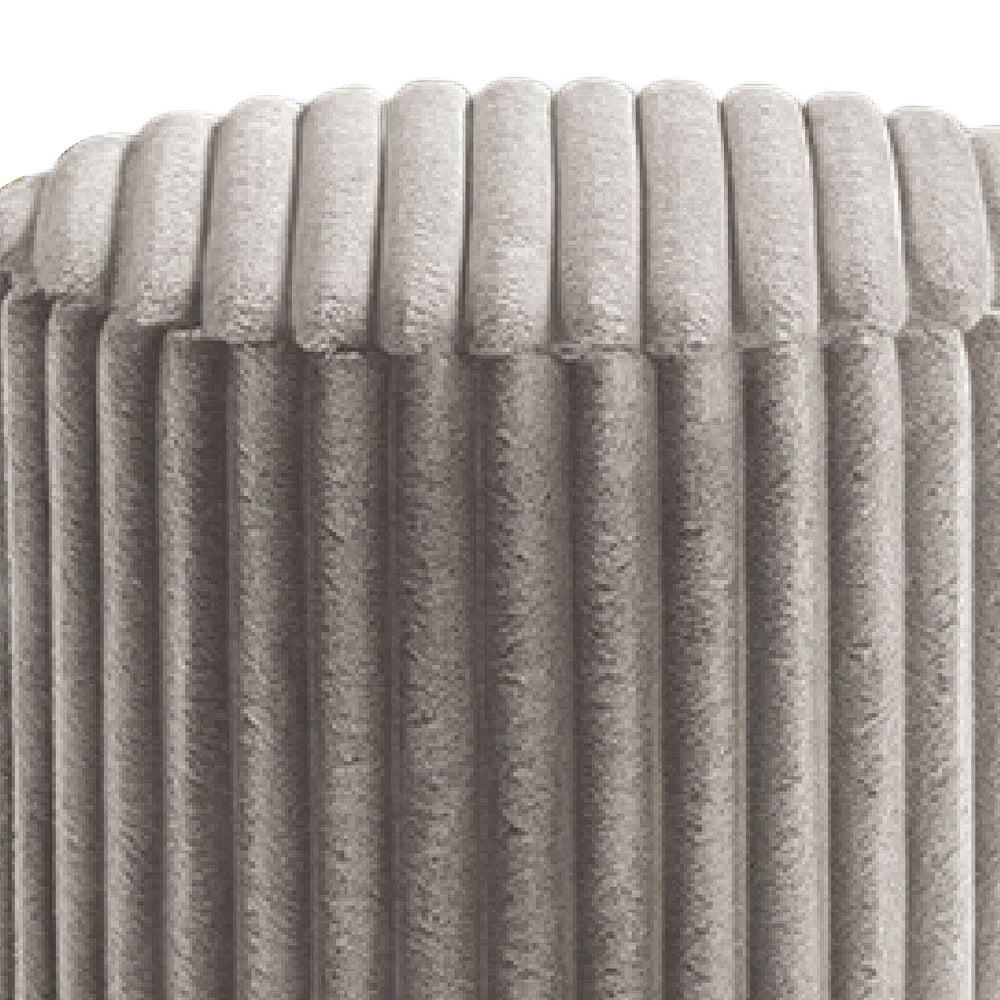 Zelda Ottoman Stool with Gold Steel Plinth Base, Gray Channeled Fabric -BM353204