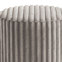Zelda Ottoman Stool with Gold Steel Plinth Base, Gray Channeled Fabric -BM353204
