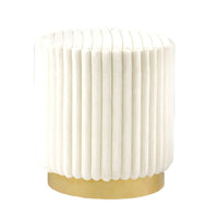 Zelda Ottoman Stool, Gold Steel Plinth Base, Beige Channeled Fabric -BM353205