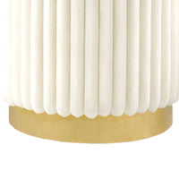 Zelda Ottoman Stool, Gold Steel Plinth Base, Beige Channeled Fabric -BM353205