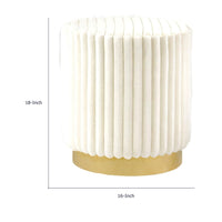 Zelda Ottoman Stool, Gold Steel Plinth Base, Beige Channeled Fabric -BM353205