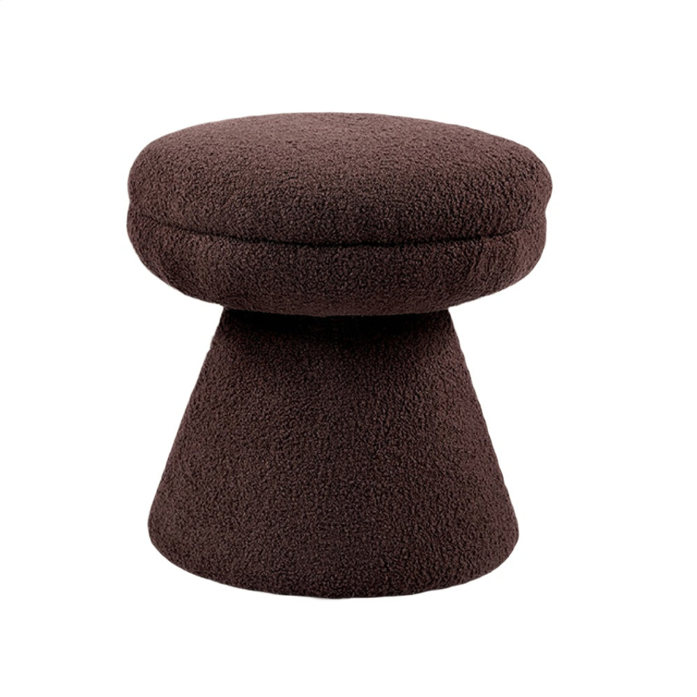 Xyna Mushroom-shaped Ottoman Stool with Pedestal Base, Brown Fabric-BM353206