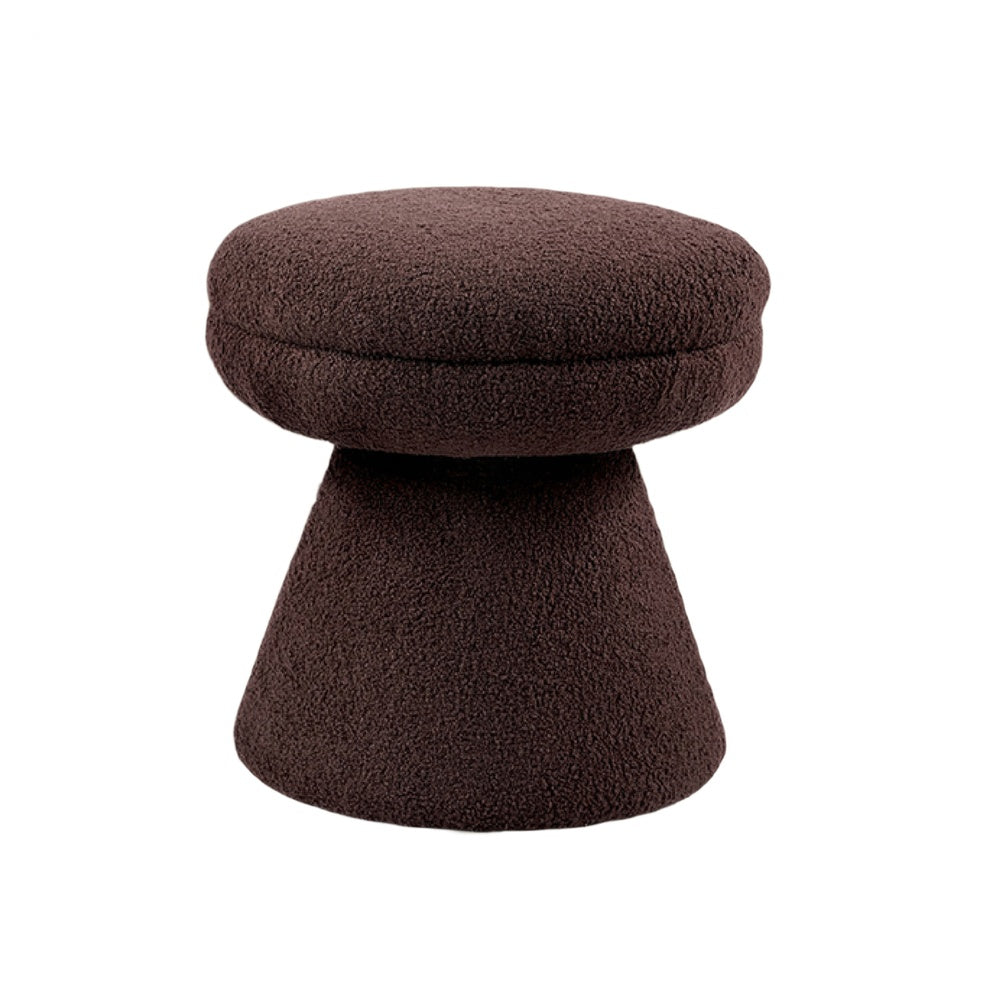 Xyna Mushroom-shaped Ottoman Stool with Pedestal Base, Brown Fabric-BM353206
