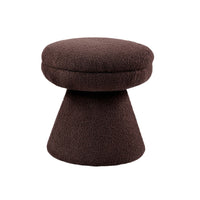 Xyna Mushroom-shaped Ottoman Stool with Pedestal Base, Brown Fabric-BM353206