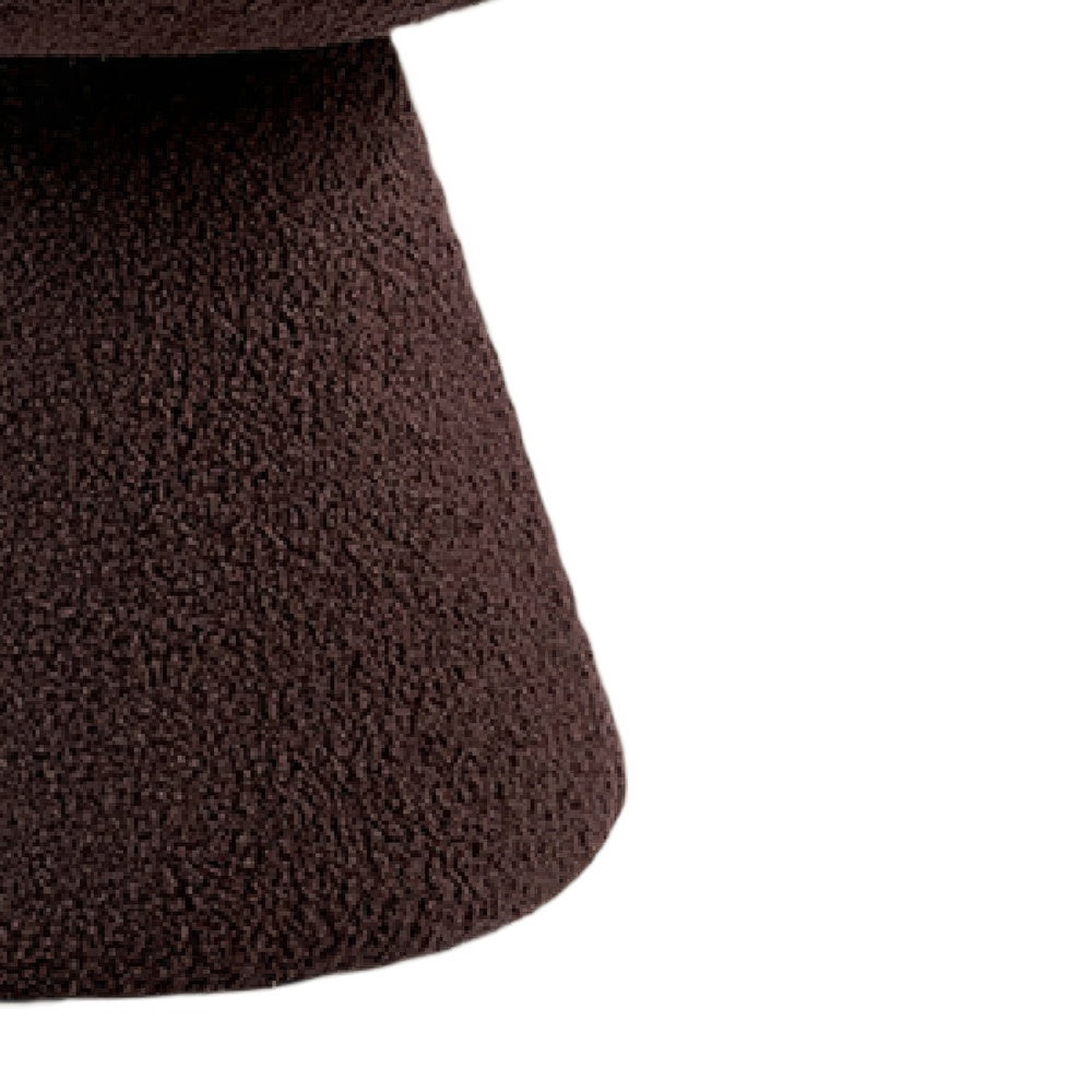Xyna Mushroom-shaped Ottoman Stool with Pedestal Base, Brown Fabric-BM353206