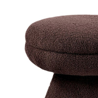 Xyna Mushroom-shaped Ottoman Stool with Pedestal Base, Brown Fabric-BM353206