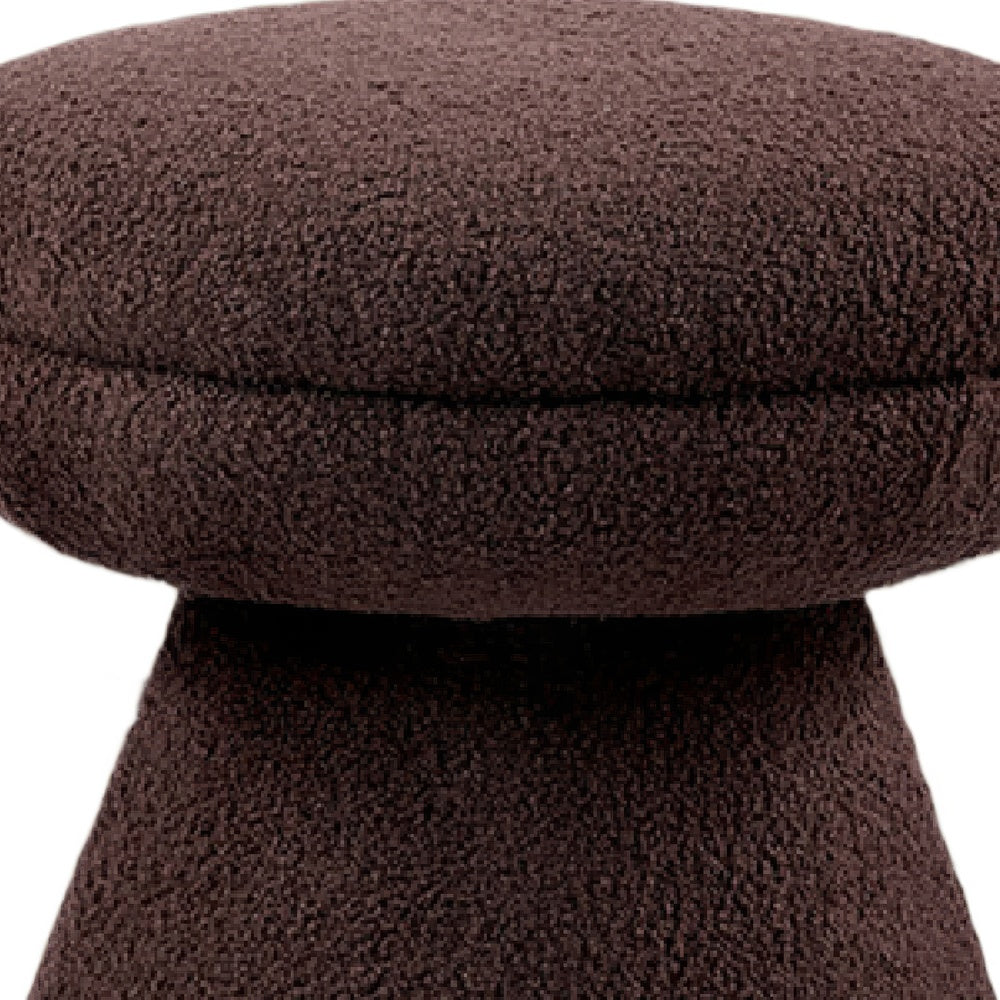 Xyna Mushroom-shaped Ottoman Stool with Pedestal Base, Brown Fabric-BM353206