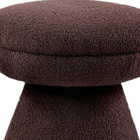 Xyna Mushroom-shaped Ottoman Stool with Pedestal Base, Brown Fabric-BM353206