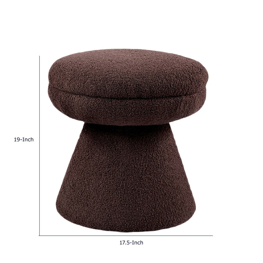 Xyna Mushroom-shaped Ottoman Stool with Pedestal Base, Brown Fabric-BM353206