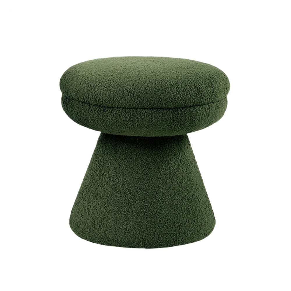 Xyna Mushroom-shaped Ottoman Stool with Pedestal Base, Green Fabric-BM353207