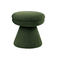 Xyna Mushroom-shaped Ottoman Stool with Pedestal Base, Green Fabric-BM353207