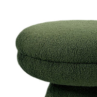 Xyna Mushroom-shaped Ottoman Stool with Pedestal Base, Green Fabric-BM353207