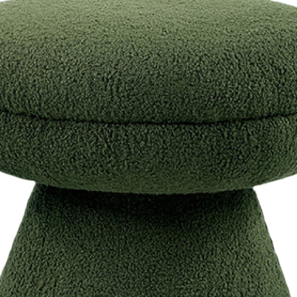 Xyna Mushroom-shaped Ottoman Stool with Pedestal Base, Green Fabric-BM353207