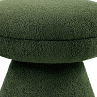 Xyna Mushroom-shaped Ottoman Stool with Pedestal Base, Green Fabric-BM353207