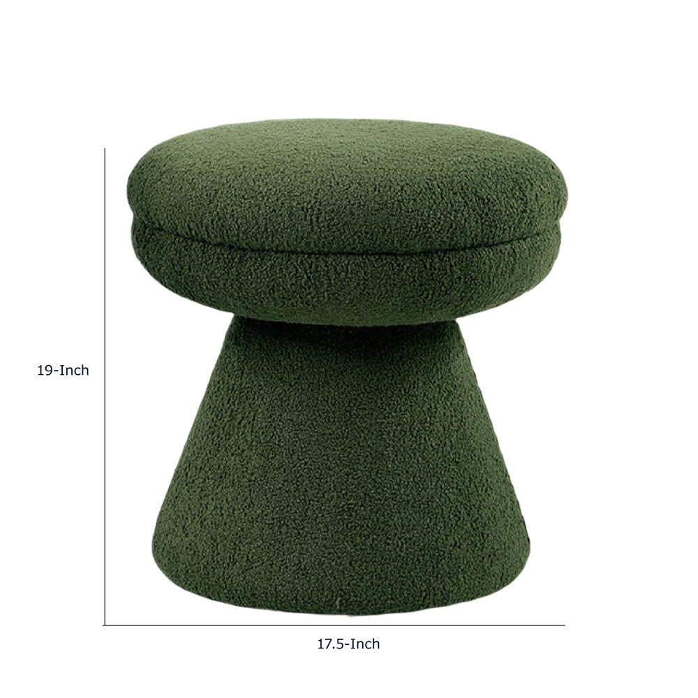Xyna Mushroom-shaped Ottoman Stool with Pedestal Base, Green Fabric-BM353207