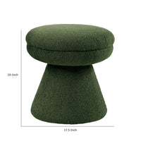 Xyna Mushroom-shaped Ottoman Stool with Pedestal Base, Green Fabric-BM353207