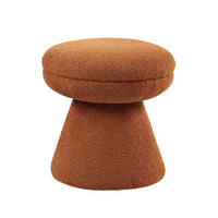 Xyna Mushroom-shaped Ottoman Stool, Pedestal Base, Saddle Brown Fabric-BM353208