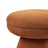 Xyna Mushroom-shaped Ottoman Stool, Pedestal Base, Saddle Brown Fabric-BM353208